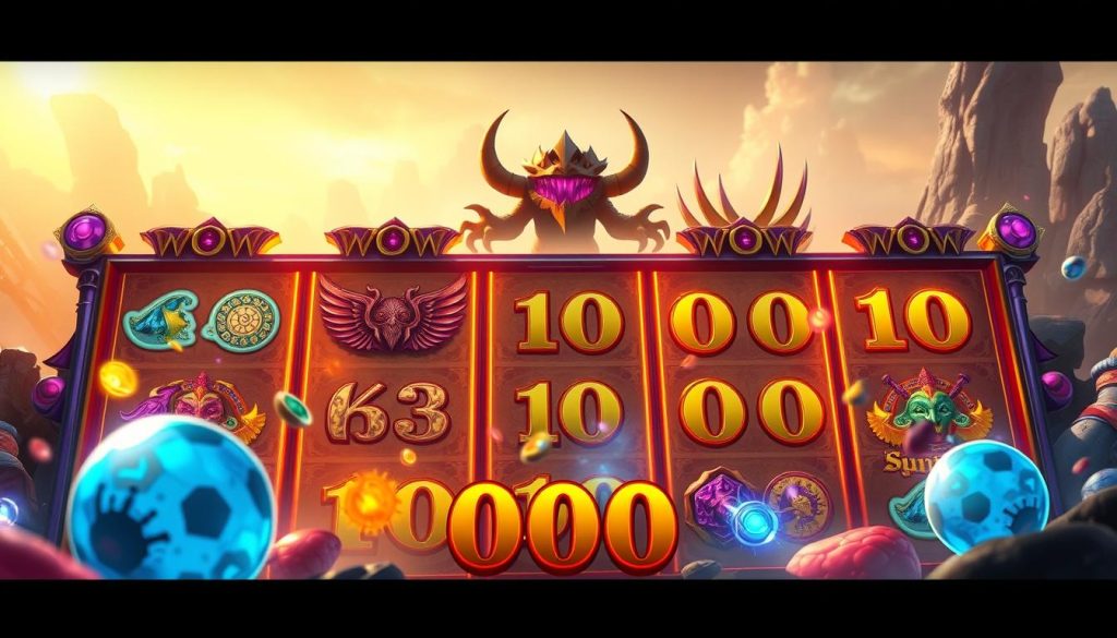 scatter symbols และ wild multipliers ในเกม Wow Slot 000